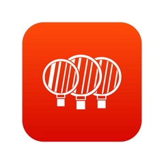 Camera lenses icon digital red