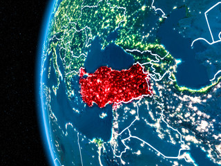 Turkey on Earth at night