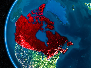 Canada on Earth at night