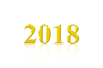 2018 illustration 2018 Numbers golden glitter illustration Happy New Year design on white background