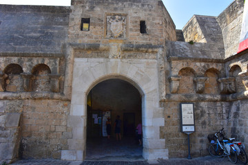 Fototapeta na wymiar Italy, Bari, Norman-Svevo Castle. Medieval fortress that dates back to 1132. Entrance 