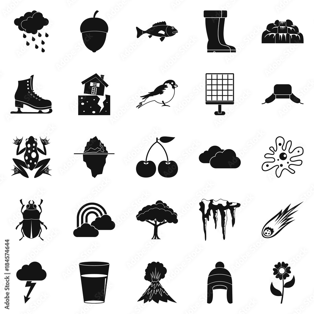 Poster nebulosity icons set, simple style