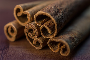 Obraz na płótnie Canvas detail of cinnamon sticks macro
