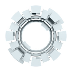 Futuristic metallic circle isolated on white background