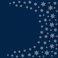 frame of snowflakes. Christmas background. To design posters, postcards, greeting, invitation for the new year.