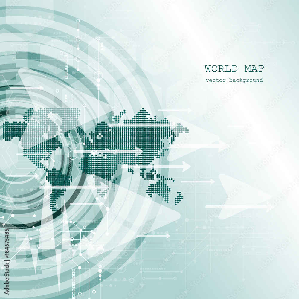 Aufkleber global network connection. world map technology composition concept of global business. vector illus