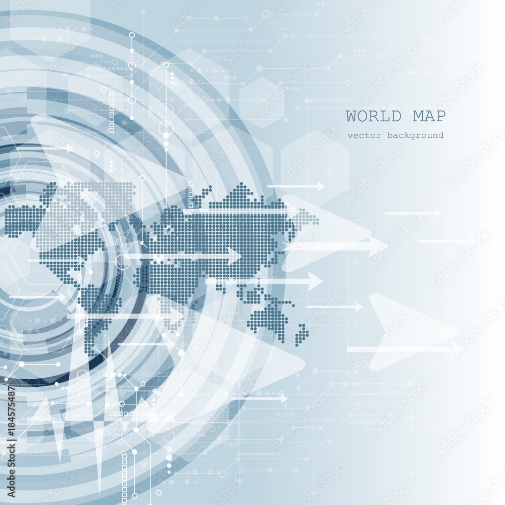 Aufkleber global network connection. world map technology composition concept of global business. vector illus