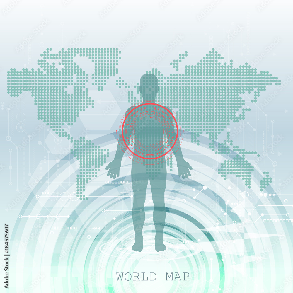 Aufkleber global network connection. world map technology composition concept of global business. vector illus