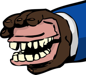 Unidentifiable hand holding dentures