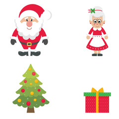 cartoon christmas santa claus set