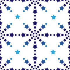 Seamless pattern from stars and circles. Texture for fabric and wallpaper. Vector illustration.