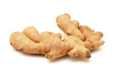fresh ginger on a white background