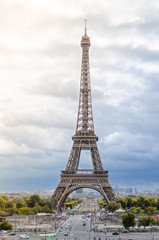 Fototapeta na wymiar Front view of the Eiffel Tower
