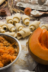 dough with close-up. man is preparing bread dough
