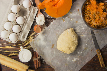 dough with close-up. man is preparing bread dough