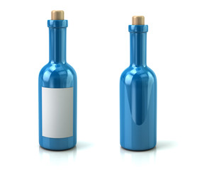 Blue wine bottles