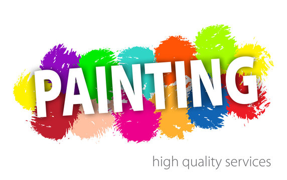 Professional Painting Services Logo. Abstract hand painted colorful textured ink brush on white background. Vector illustration EPS10.