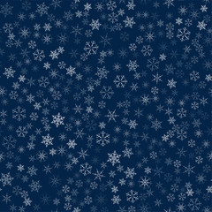 Christmas seamless pattern from snowflakes. New year festive texture for design postcards, invitations, greetings, and clothing.
