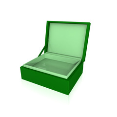Opened cardboard box for packages,gift set  on white floor. 3d rendering