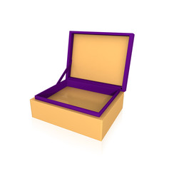 Opened cardboard box for packages,gift set  on white floor. 3d rendering