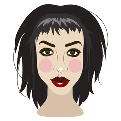 illustration of beautiful young brunette woman