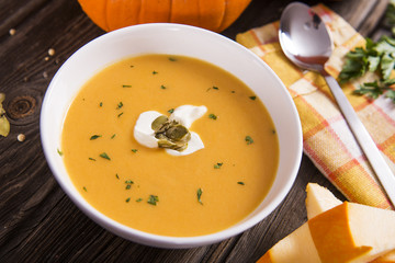 Homemade pumpkin soup