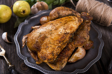 Roasted guinea fowl