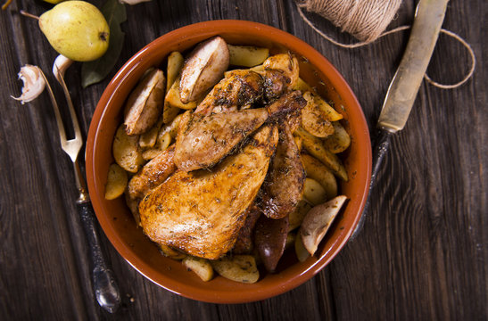 Roasted guinea fowl