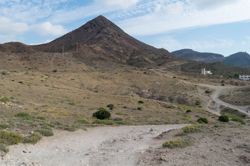 Triangle mountain at seaside in Almeria, Spain