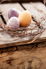 Eggs nestled in twig wreath