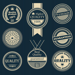 Premium quality labels set. Retro Vintage Design. Round labels and icons