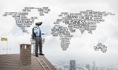 Concept of home security and privacy protection with camera head