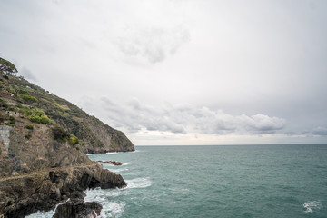 Fototapeta na wymiar Landscape view of sea, Cinque Terre in Italy.