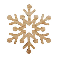 Wooden Christmas snowflake isolated on white