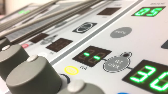 Motion of electrical Stimulation equipment used for physiotherapy at the health center with 4k resolution