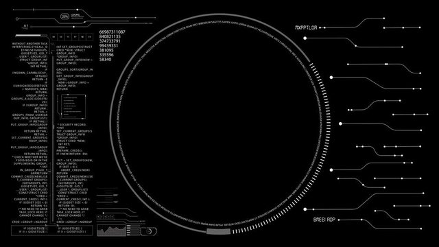 PNG alpha.HUD digital data interface.Motherboard electrons animation.Futuristic technology template. Add text and combine with your video.