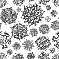Vintage seamless snowflake vectors. Template for christmas winter design