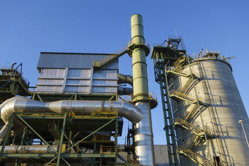Industrial building against blue sky