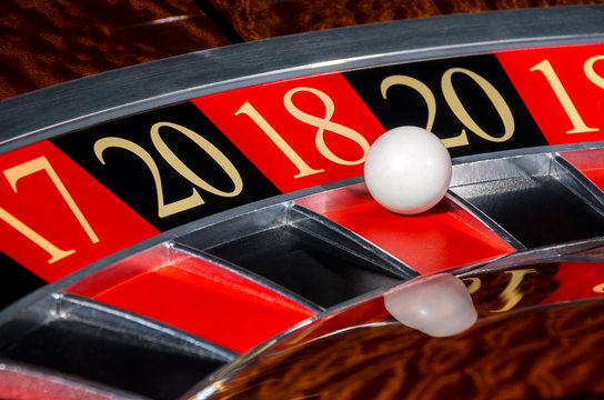 New Year 2018 casino roulette wheel lucky red sector eighteen 18