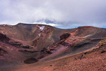 Fototapeta na wymiar Wlaking at the craters of Mount Etna