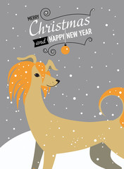 Happy Chinese new year 2018 card with Gold Dog symbol.- Vector Design