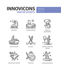 Winter sports - line design icons set