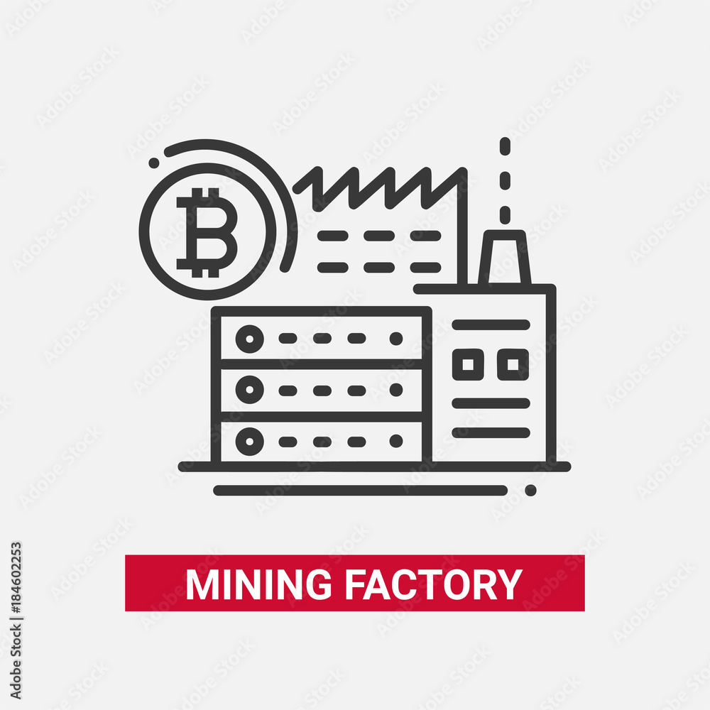 Poster mining factory - line design single isolated icon