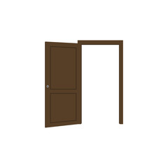 Doors closed and open. Vector illustration in flat style design, isolated on white background