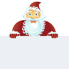 Santa claus standing with christmas banner Illustration isolated on white