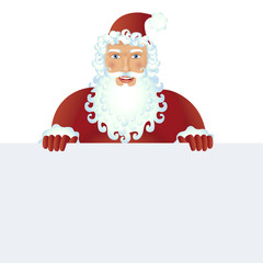 Santa claus standing with christmas banner Illustration isolated on white