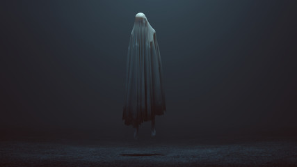 Floating Evil Ghost Spirit in a Foggy Void Horror Creepy Halloween 3d illustration render