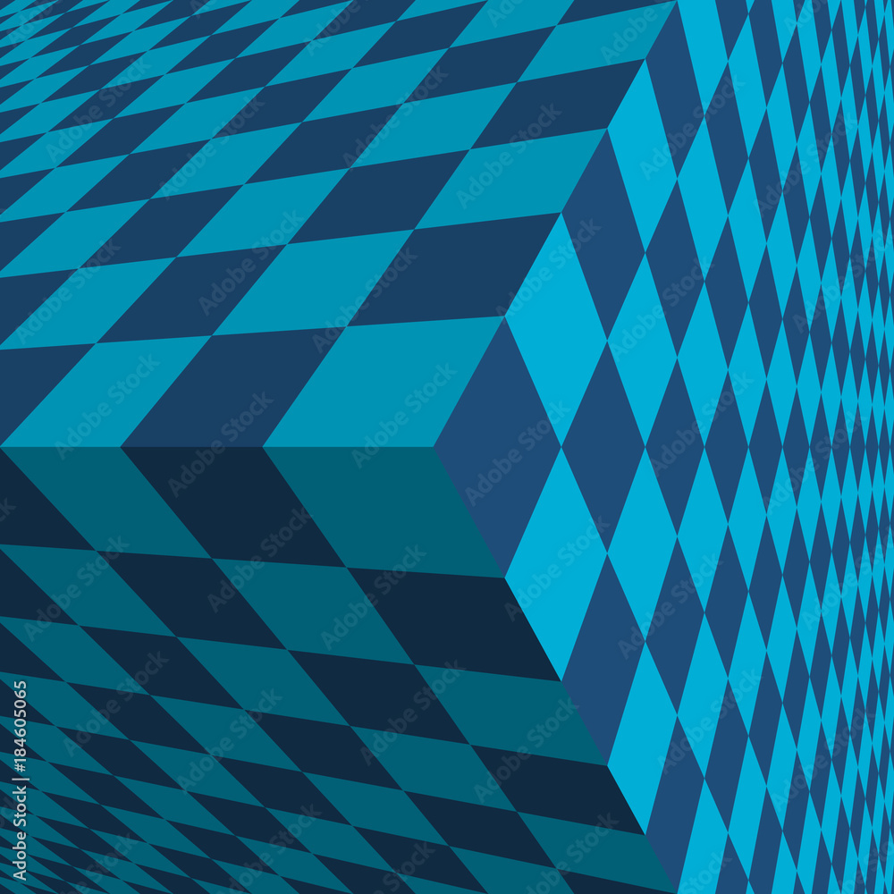 Poster abstract background with three-dimensional cube. line of perspective.