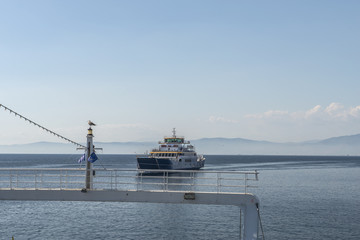 Ferry boat in the sea with passengers