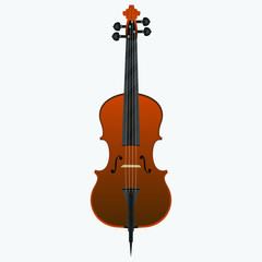 Cello illustration isolated on white background. Brown cello vector